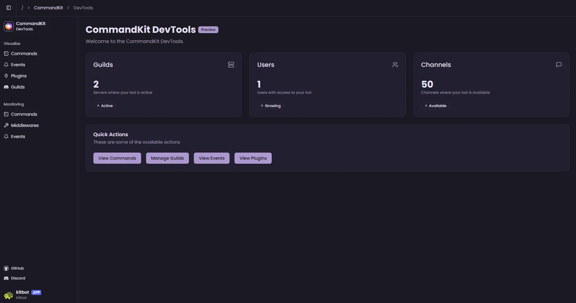 CommandKit DevTools Interface